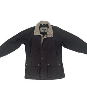 Claiborne Men Microfiber Outwear Lined Jacket Black Tan size Large